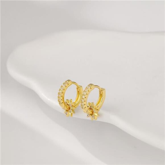 Geometric Gold Hoop Earrings | Minimalist Dainty Everyday Jewelry - Picture 3 of 5